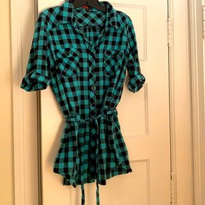 Blue checker long shirt